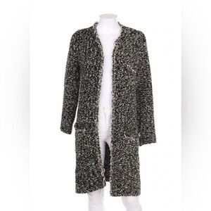 Zara Knit long open front cardigan sweater jacket frayed/fringed edges. Size M